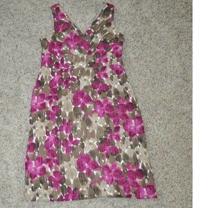 Axcess Sundress Womens M Purple Green Floral Lined Zip V-neck Sleeveless